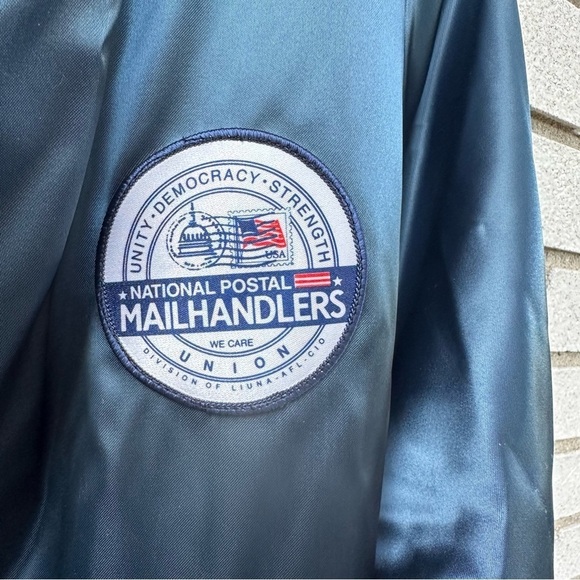 Vintage Windjammer National Postal Mail Handlers Union Satin Bomber Jacket USA - Picture 4 of 9
